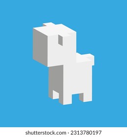 Perro Pixel isométrico de estilo moderno. Perro de caricatura aislado. Ilustración vectorial. Imagen de stock.