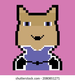 pixel dog vector, wearing suit