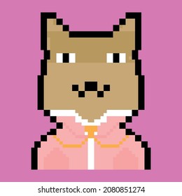 pixel dog vector, wearing suit