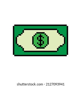 Pixel-Dollar-Rechnungssymbol, Vektorsymbol für 8-Bit-Spiel