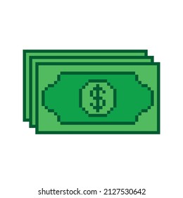 pixel dollar  bill icon vector  sign for 8 bit game