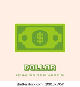 Pixel dollar creative design icon vector illustration for video game asset, motion graphic and others