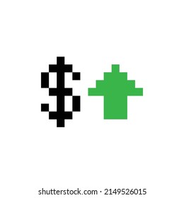  Pixel Dollar Rate Up Icon  Pixel Art Icon Element For  8 Bit Game 