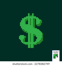 Símbolo de dólar xel aislado en fondo verde. Ilustración vectorial de signo de moneda de dinero
