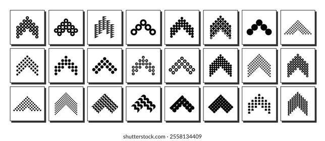 Pixel dot abstract letter A logo design set