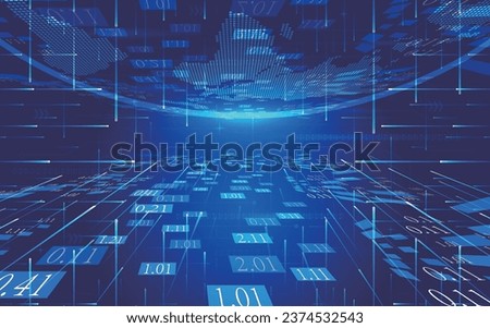 Pixel dot digital Earth Dawning and data ray technology technical background