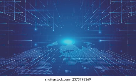Pixel dot Digital Earth and Ray Internet technology technology vector background