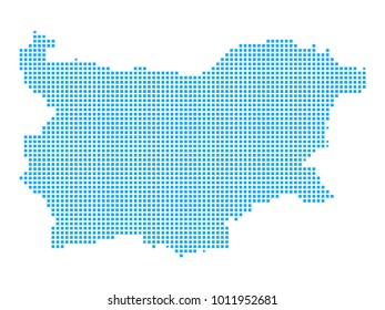 Pixel mosaic blue dot map on white background of map of bulgaria symbol for your web site design map logo, app, ui, Travel vector eps10, concept Illustration.