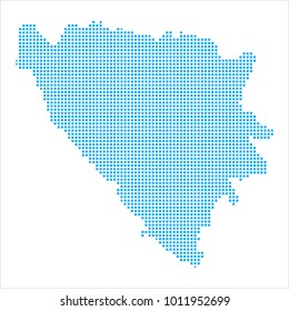 Pixel mosaic blue dot map on white background of map of bosnia and herzegovina symbol for your web site design map logo, app, ui, Travel vector eps10, concept Illustration.