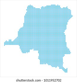 Pixel mosaic blue dot map on white background of  map of Democratic Republic of the Congo symbol for your web site design map logo, app, ui, Travel vector eps10, concept Illustration.