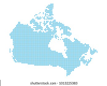 Pixel mosaic blue dot map on white background of map of Canada symbol for your web site design map logo, app, ui, Travel vector eps10, concept Illustration.