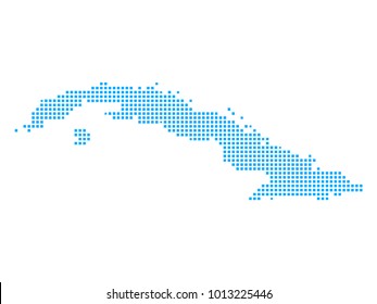 Pixel mosaic blue dot map on white background of map of Cuba symbol for your web site design map logo, app, ui, Travel vector eps10, concept Illustration.