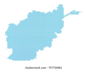 Pixel mosaic blue dot map on white background of map of Afghanistan symbol for your web site design map logo, app, ui, Travel vector eps10, concept Illustration.