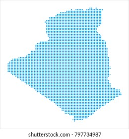 Pixel mosaic blue dot map on white background of map of algeria symbol for your web site design map logo, app, ui, Travel vector eps10, concept Illustration.