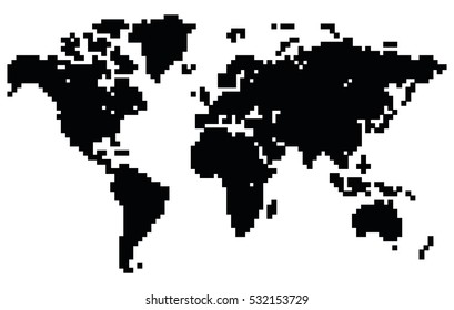 Pixel, dot world map.Original abstract vector illustration.