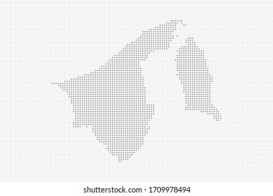 Pixel dotted map of Brunei Darussalam in grey. Vector illustration EPS10.