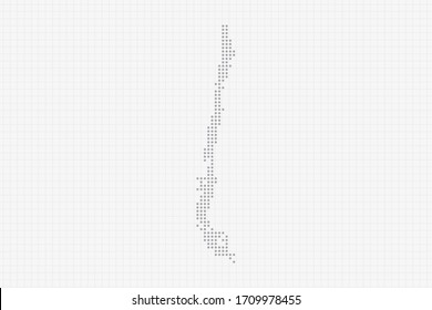 Pixel dotted map of Chile in grey. Vector illustration EPS10.