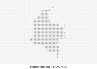 Pixel dotted map of Colombia in grey. Vector illustration EPS10.