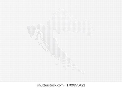 Pixel dotted map of Croatia in grey. Vector illustration EPS10.