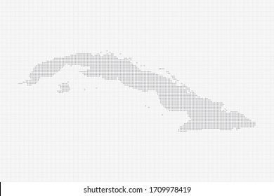 Pixel dotted map of Cuba in grey. Vector illustration EPS10.