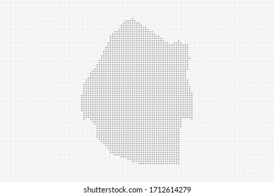 Pixel mapa punteado de Eswatini en gris. Imagen del vector EPS10.