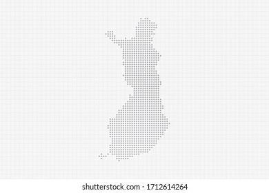 Pixel dotted map of Finland in grey. Vector illustration EPS10.