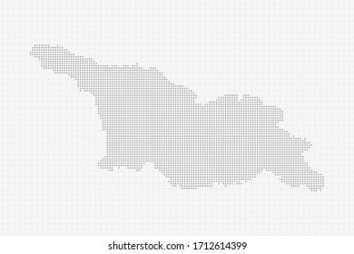 Pixel gepunktete Karte von Georgia auf Grau. Vektorillustration, Abbildung EPS10.