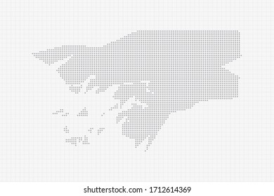 Pixel dotted map of Guinea Bissau in grey. Vector illustration EPS10.