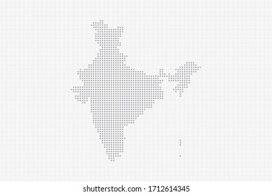 Pixel dotted map of India in grey. Vector illustration EPS10.