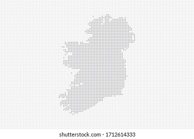 Pixel dotted map of Ireland in grey. Vector illustration EPS10.