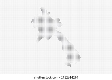 Pixel dotted map of Laos in grey. Vector illustration EPS10.