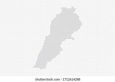 Pixel dotted map of Lebanon in grey. Vector illustration EPS10.