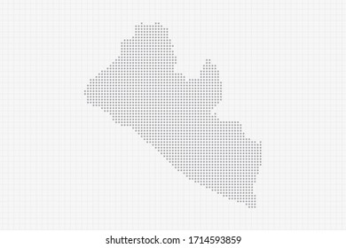 Pixel dotted map of Liberia in grey. Vector illustration EPS10.
