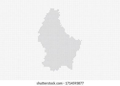 Pixel mapa punteado de Luxemburgo en gris. Imagen del vector EPS10.