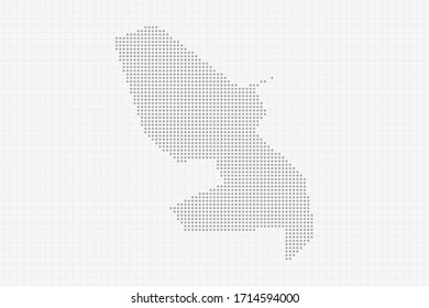 Pixel dotted map of Martinique in grey. Vector illustration EPS10.