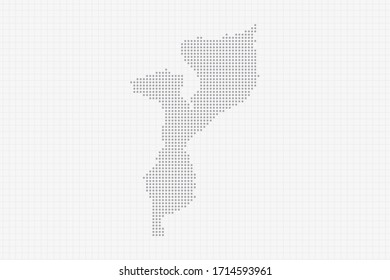 Pixel dotted map of Mozambique in grey. Vector illustration EPS10.