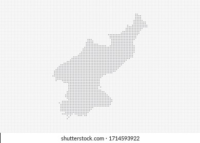 Pixel dibujó el mapa de Corea del Norte en gris. Imagen del vector EPS10.