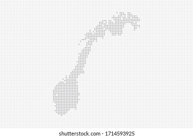 Pixel dotted map of Norway in grey. Vector illustration EPS10.