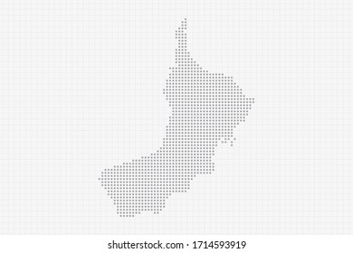 Pixel mapa punteado de Omán en gris. Imagen del vector EPS10.