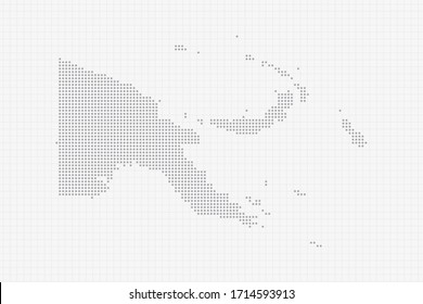 Pixel dotted map of Papua New Guinea in grey. Vector illustration EPS10.