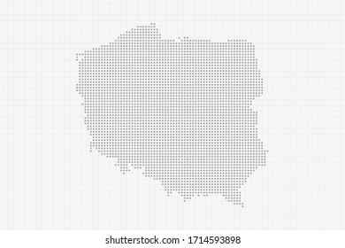 Pixel dotted map of Poland in grey. Vector illustration EPS10.