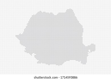 Pixel mapa punteado de Rumania en gris. Imagen del vector EPS10.