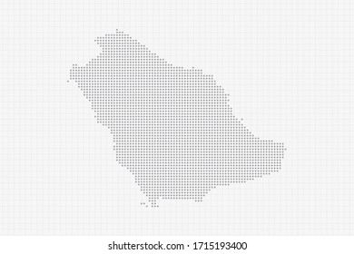 Pixel dotted map of Saudi Arabia in grey. Vector illustration EPS10.