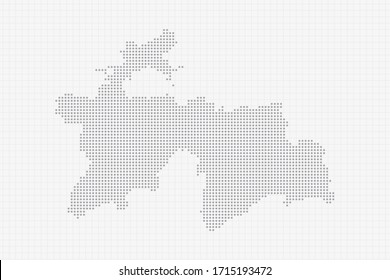 Pixel dotted map of Tajikistan in grey. Vector illustration EPS10.
