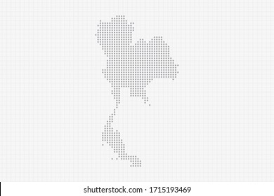 Pixel dotted map of Thailand in grey. Vector illustration EPS10.