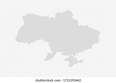 Pixel dotted map of Ukraine in grey. Vector illustration EPS10.