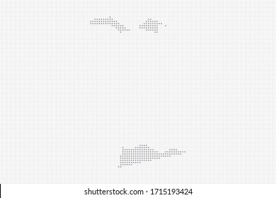 Pixel gepunktete Karte der Amerikanischen Jungferninseln auf Grau. Vektorillustration, Abbildung EPS10.
