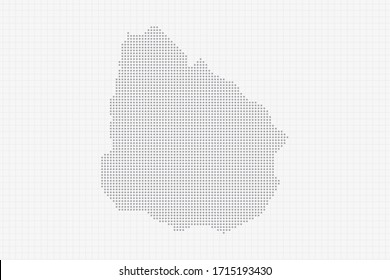 Pixel dotted map of Uruguay in grey. Vector illustration EPS10.