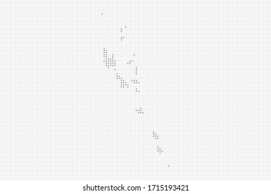 Pixel mapa punteado de Vanuatu en gris. Imagen del vector EPS10.