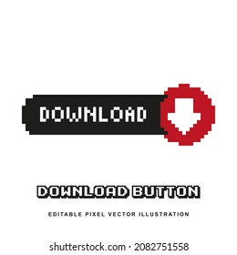 Pixel download button creative design icon vector illustration for video game asset, motion graphic and others